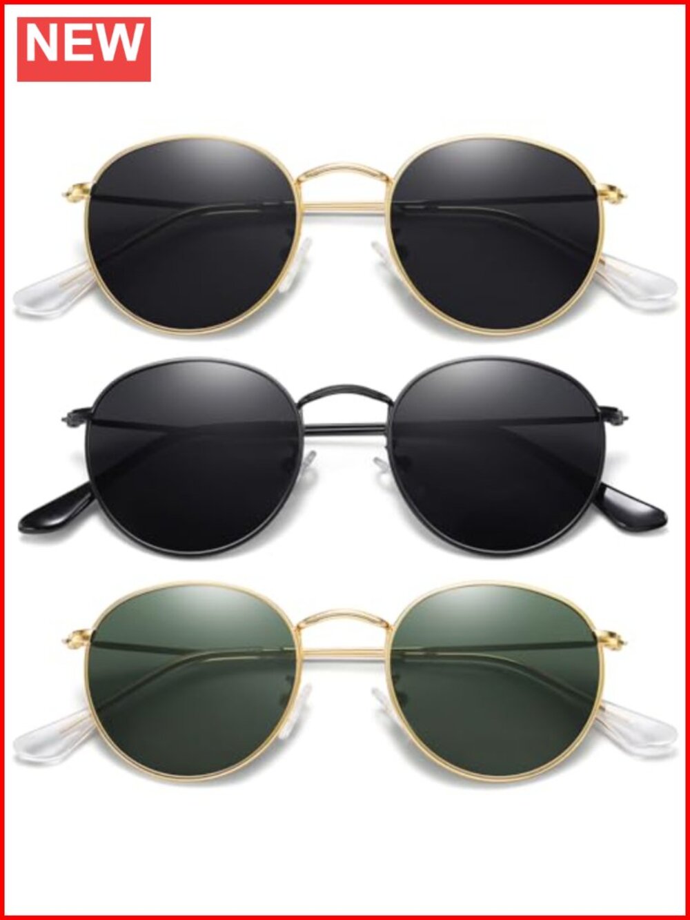Round Polarized Sunglasses Unisex Metal Frame UV400 Retro